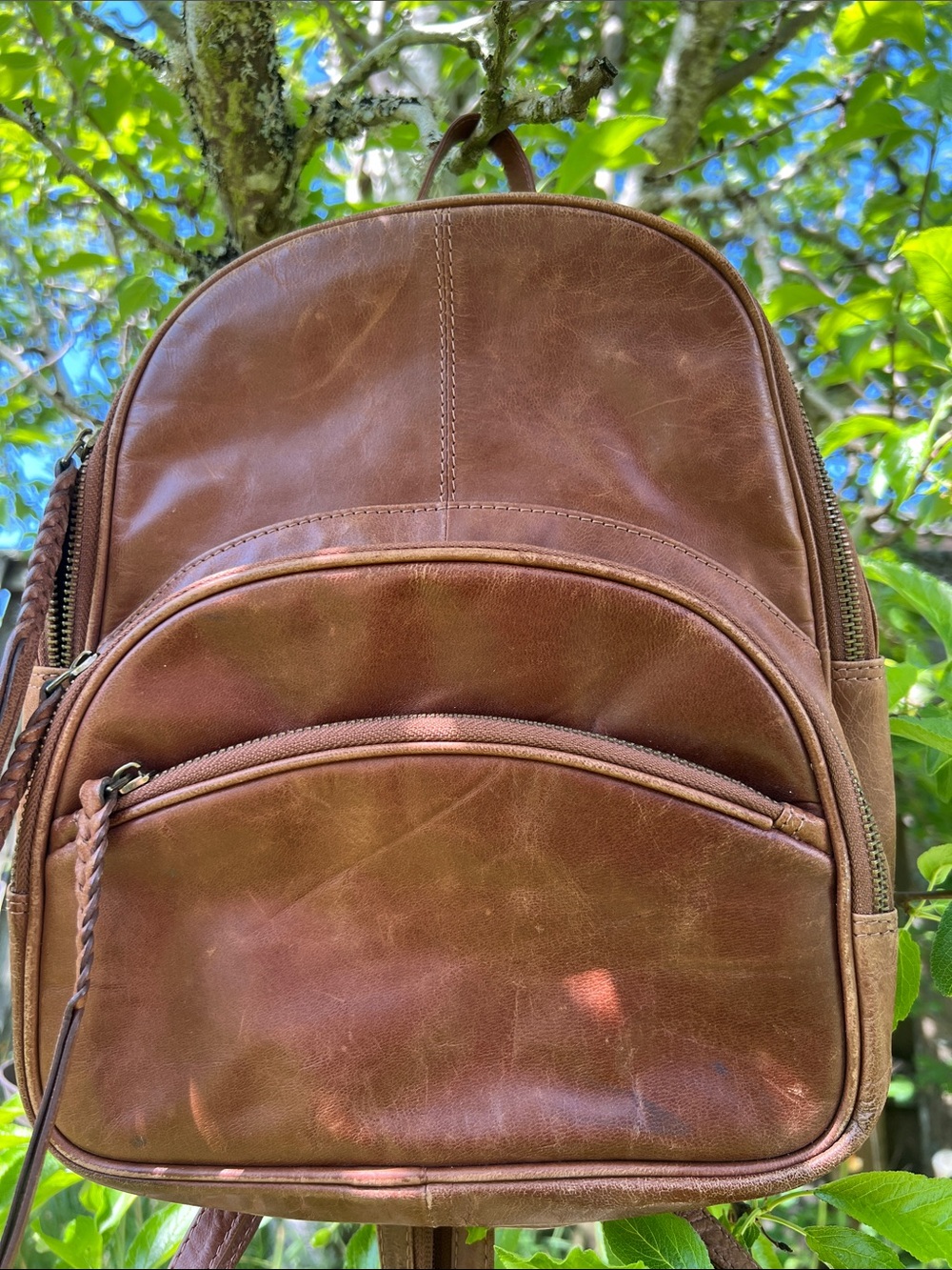 Tommy Bahama Brown Leather Backpack - Picture 6 of 16